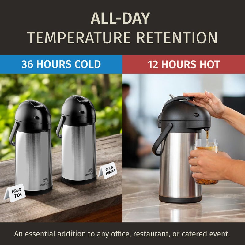 Cresimo Thermal Coffee Carafe 74Oz, Keeps Drinks Hot for 12Hrs & Cold for 36Hrs, Insulated Stainless Steel Coffee Carafe for Hot Drinks, Easy One-Handed Dispensing for Office, Home, Party, Durable Tea Flask - Image 2
